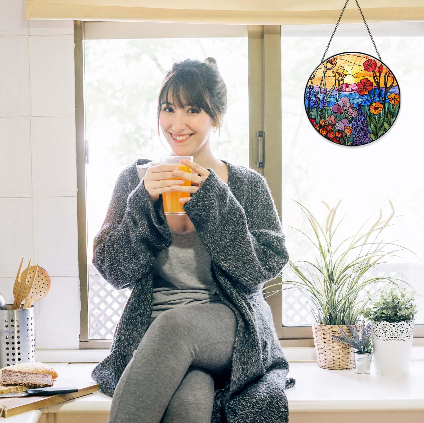 Amazon.co.jp: ワイルドフラワー サンキャッチャー RVEAFA ステンド